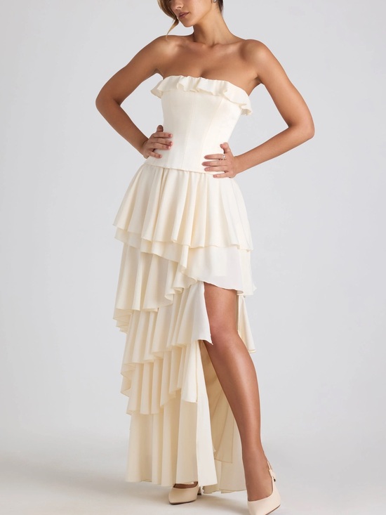 Oh Polly Dresses & Skirts - Oh Polly TIERED CORSET GOWN IN IVORY